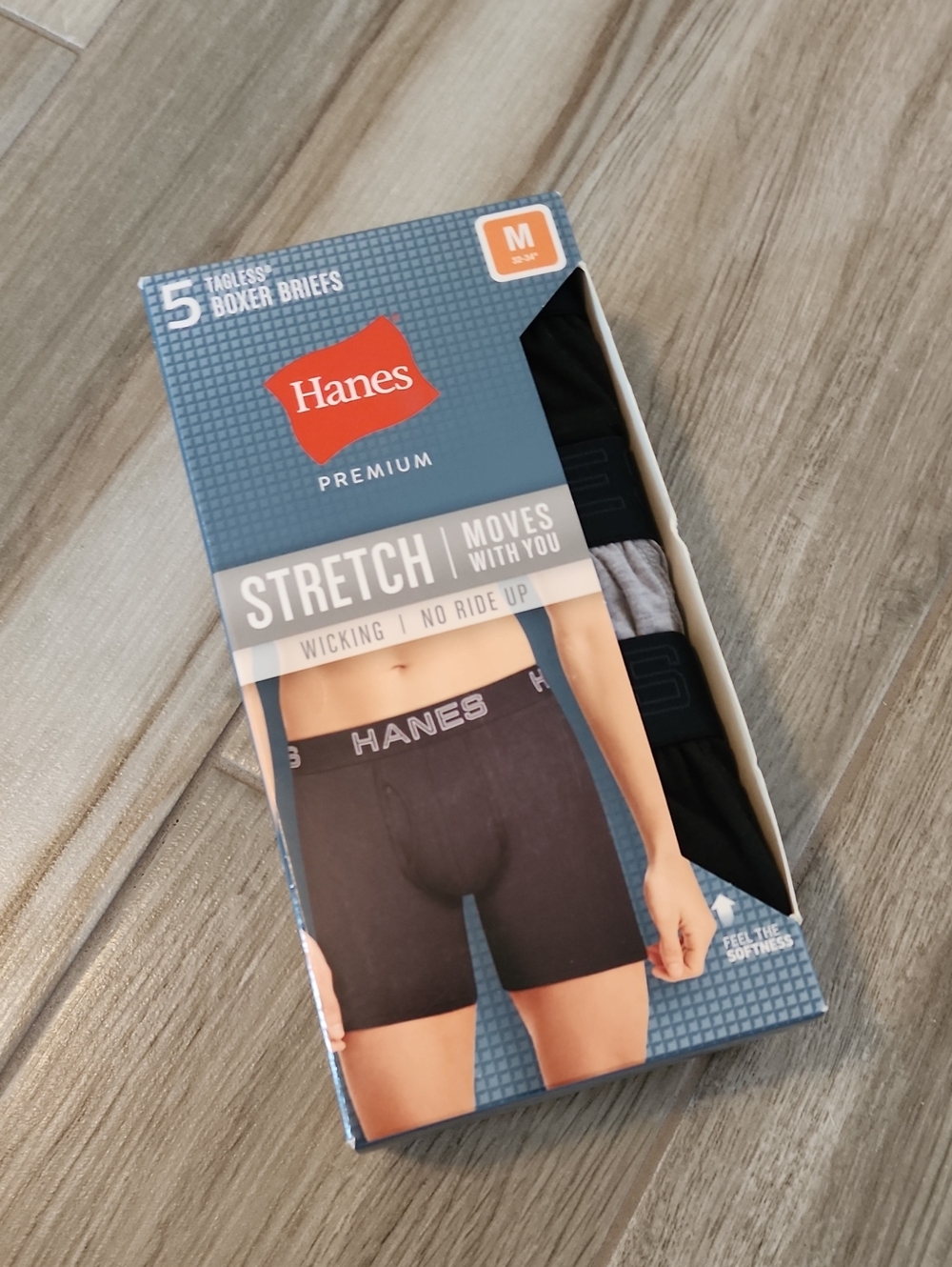 NWT Men's Hanes Tagless Boxer Briefs 5 Pack